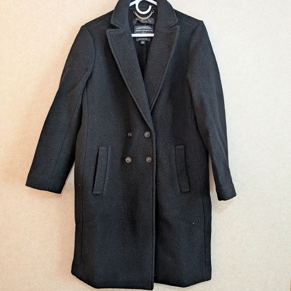 J.Crew Women's Black Daphne topcoat in Italian boiled Wool Jacket
